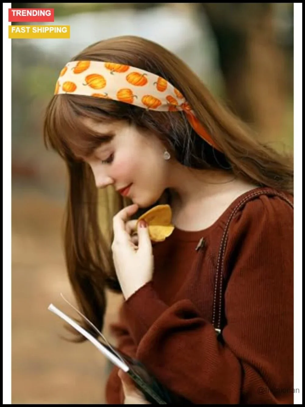 Reversible Long Skinny Scarf Hair Accessory Neck Tie Silk Feel Polyester